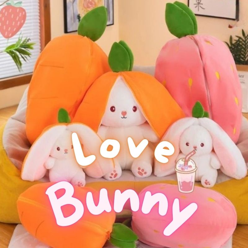 Peluche Lapin |Ensemble de 2 LOVE*BUNNY🍓🐰🥕