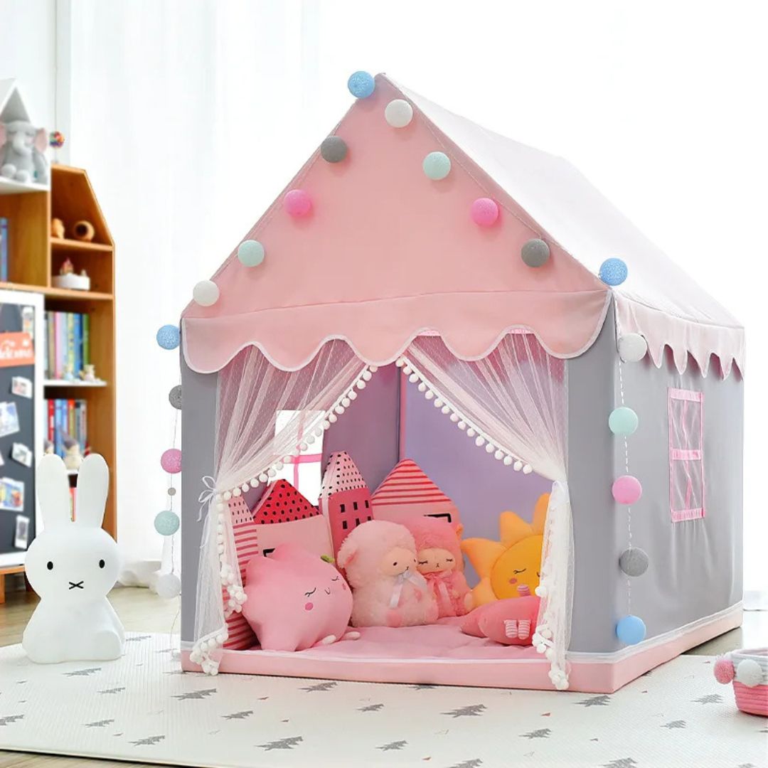 Cabane-enfant-tente-maison-rose-et-gris