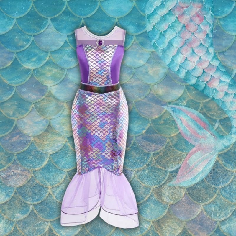 Déguisement-sirene-robe-mauve-fillette-costume-HALLOWEEN-robe-princesse-des-mers