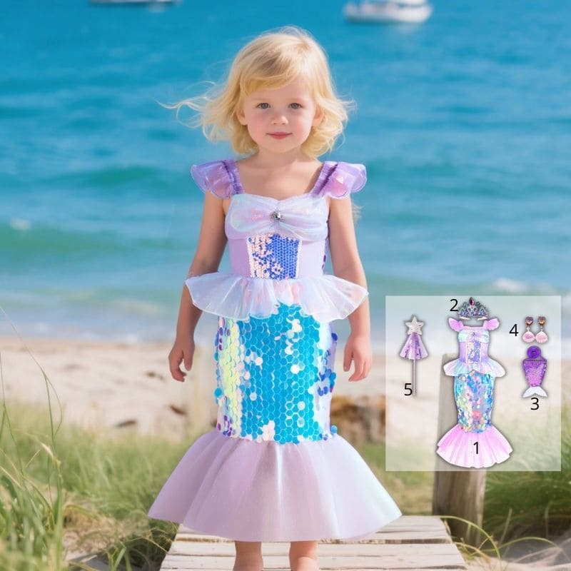 Déguisement-sirene-robe-paillettes-fillette-costume-HALLOWEEN-