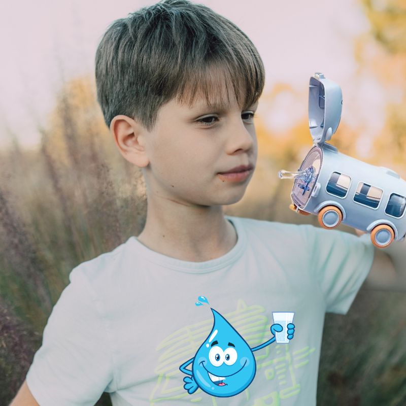 GOURDE-enfant-voiture-paille-silicone-500ml-avec-bandouliĂšre