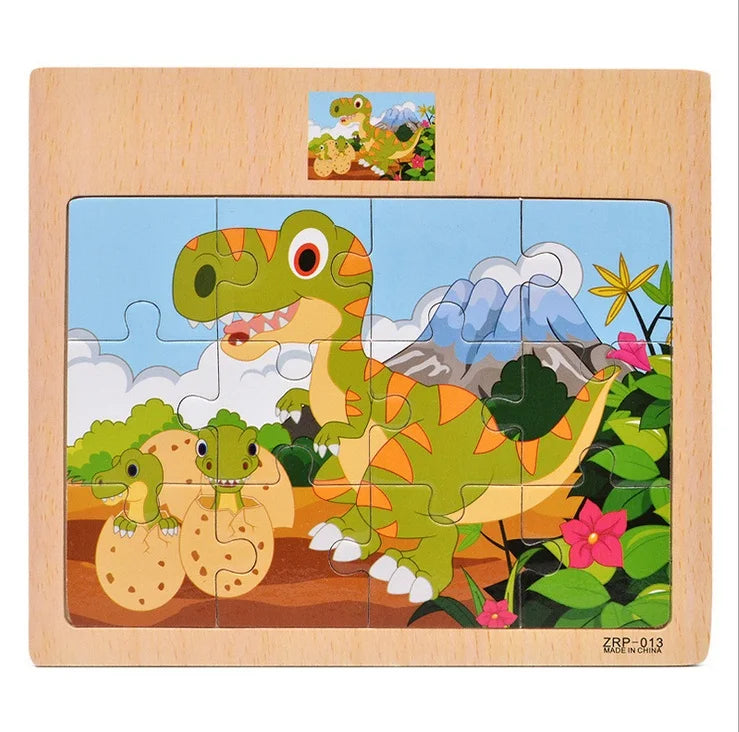 Puzzle en bois pour enfants, 12/9 pièces, véhicule de dessin animé, animaux, apprentissage, jouets éducatifs, cadeau pour enfants, offre spéciale