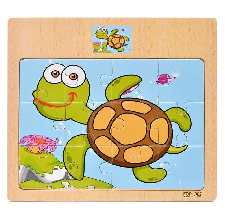 Puzzle en bois pour enfants, 12/9 pièces, véhicule de dessin animé, animaux, apprentissage, jouets éducatifs, cadeau pour enfants, offre spéciale