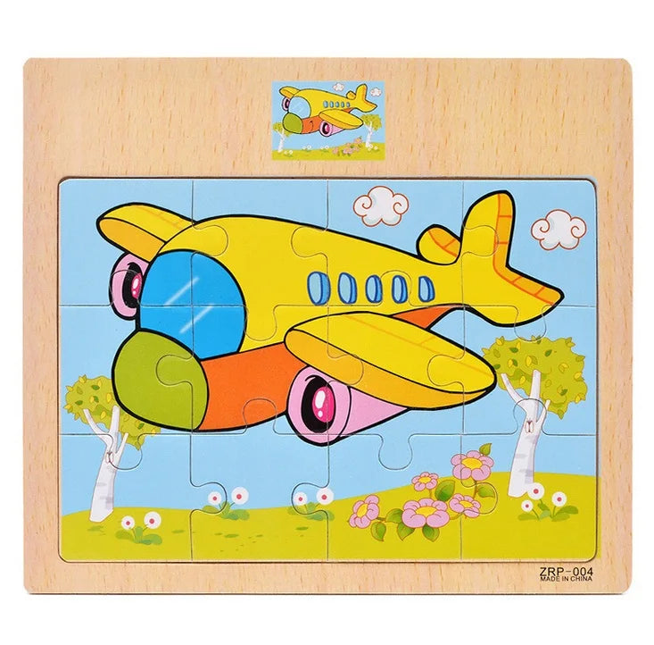 Puzzle en bois pour enfants, 12/9 pièces, véhicule de dessin animé, animaux, apprentissage, jouets éducatifs, cadeau pour enfants, offre spéciale