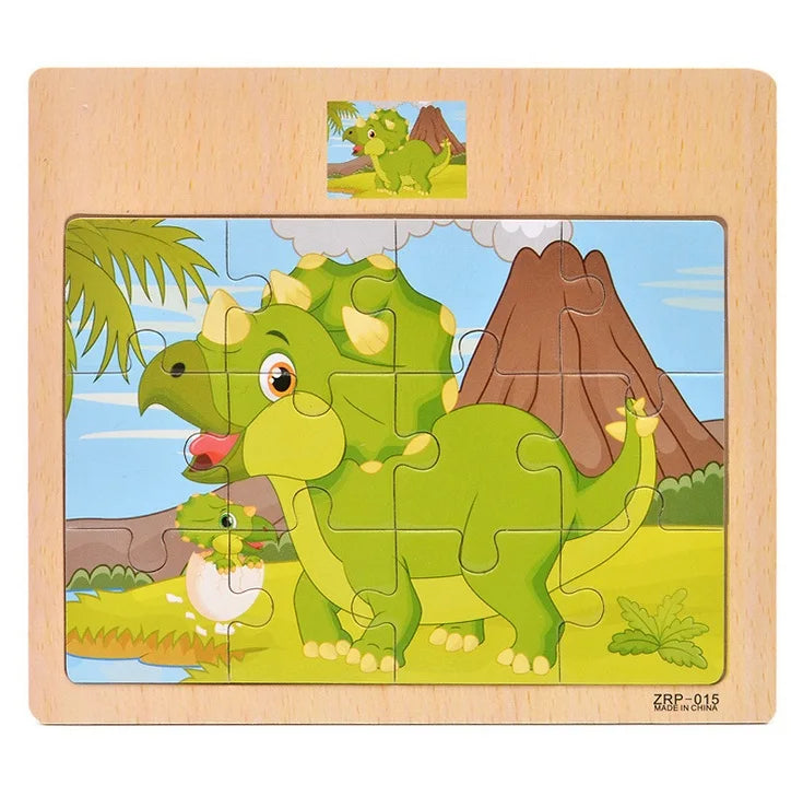 Puzzle en bois pour enfants, 12/9 pièces, véhicule de dessin animé, animaux, apprentissage, jouets éducatifs, cadeau pour enfants, offre spéciale