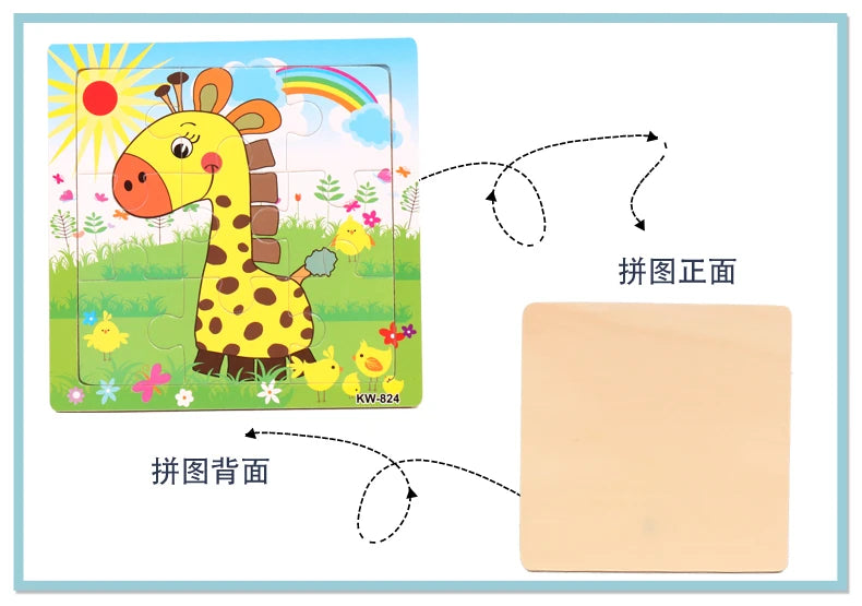 Puzzle en bois pour enfants, 12/9 pièces, véhicule de dessin animé, animaux, apprentissage, jouets éducatifs, cadeau pour enfants, offre spéciale