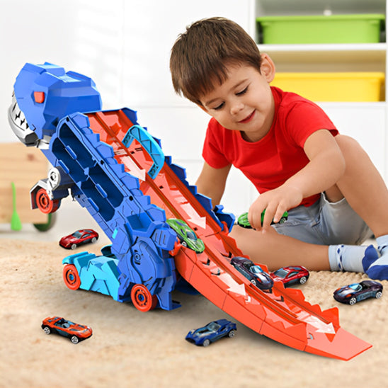 JEU-de-DINOSAURE-et-Petites-voitures-piste-de-course