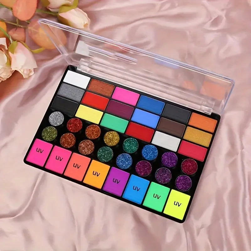 Maquillage Halloween| Kit artistique complet (brillant, Néon, Uv,..)