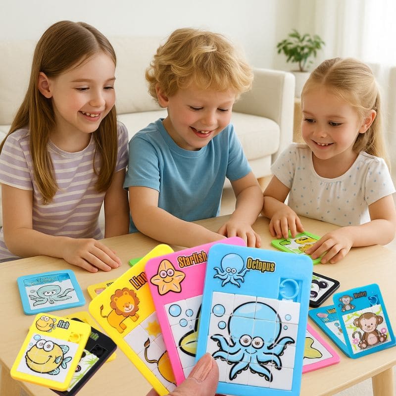laisser les enfants explorer librement les puzzles coulissants en les laissant a la vue dans le salon