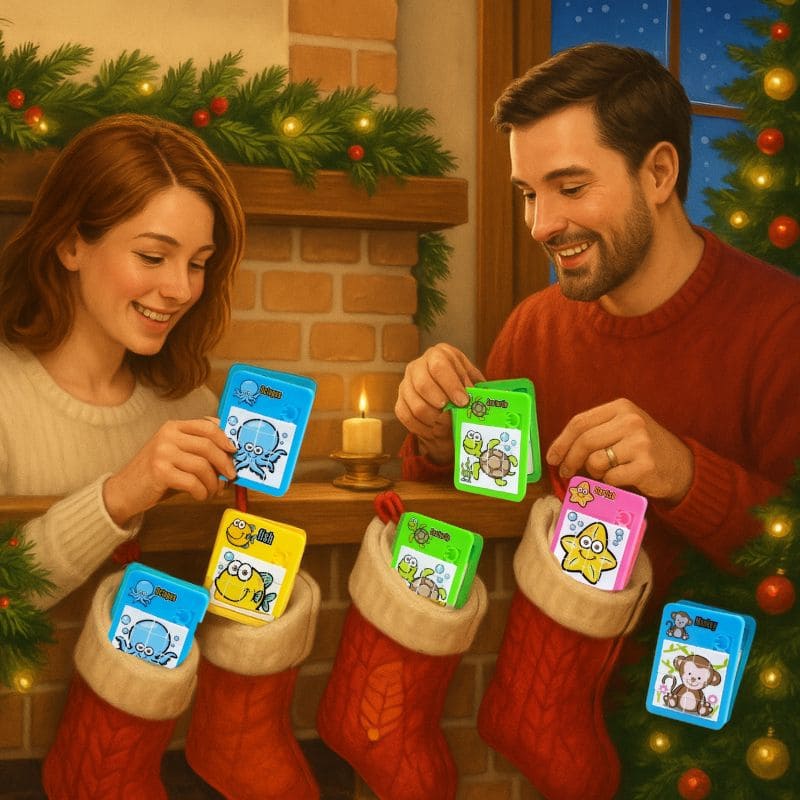 remplissez les chaussettes de Noël avec des puzzles coulissants animaux pour la surprise qui plaira