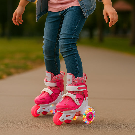 Roller-Enfant-Fille-4-ans-8-ans-ajustable-lumière-Led-Dynamique