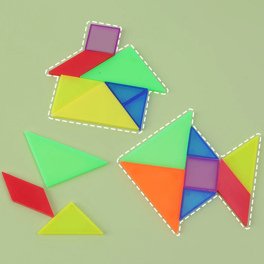 Tangram en plastique de couleurs vives |Petit jouet de poche