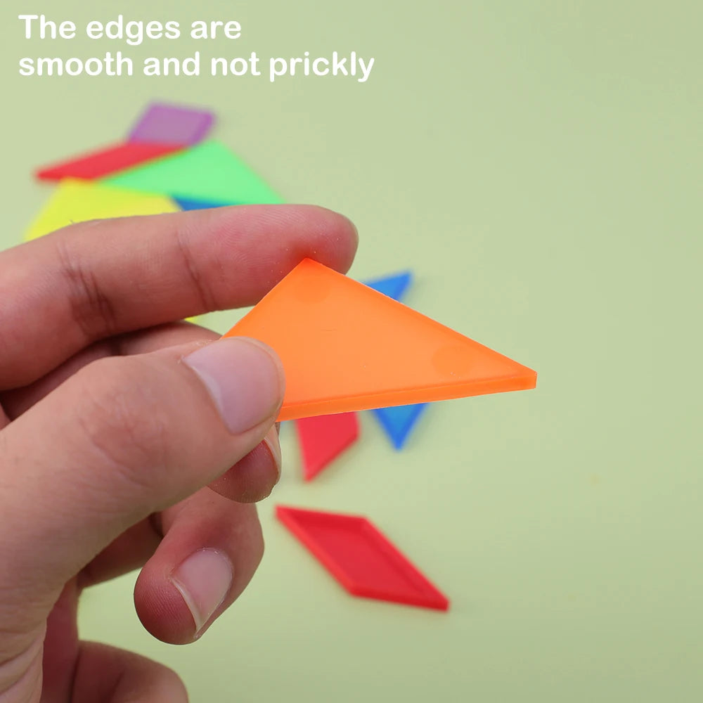 Tangram en plastique de couleurs vives |Petit jouet de poche