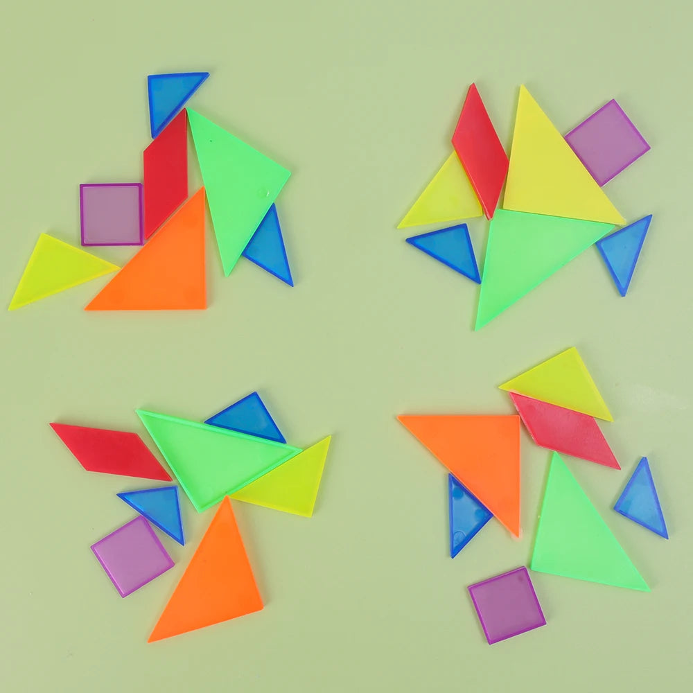 Tangram en plastique de couleurs vives |Petit jouet de poche