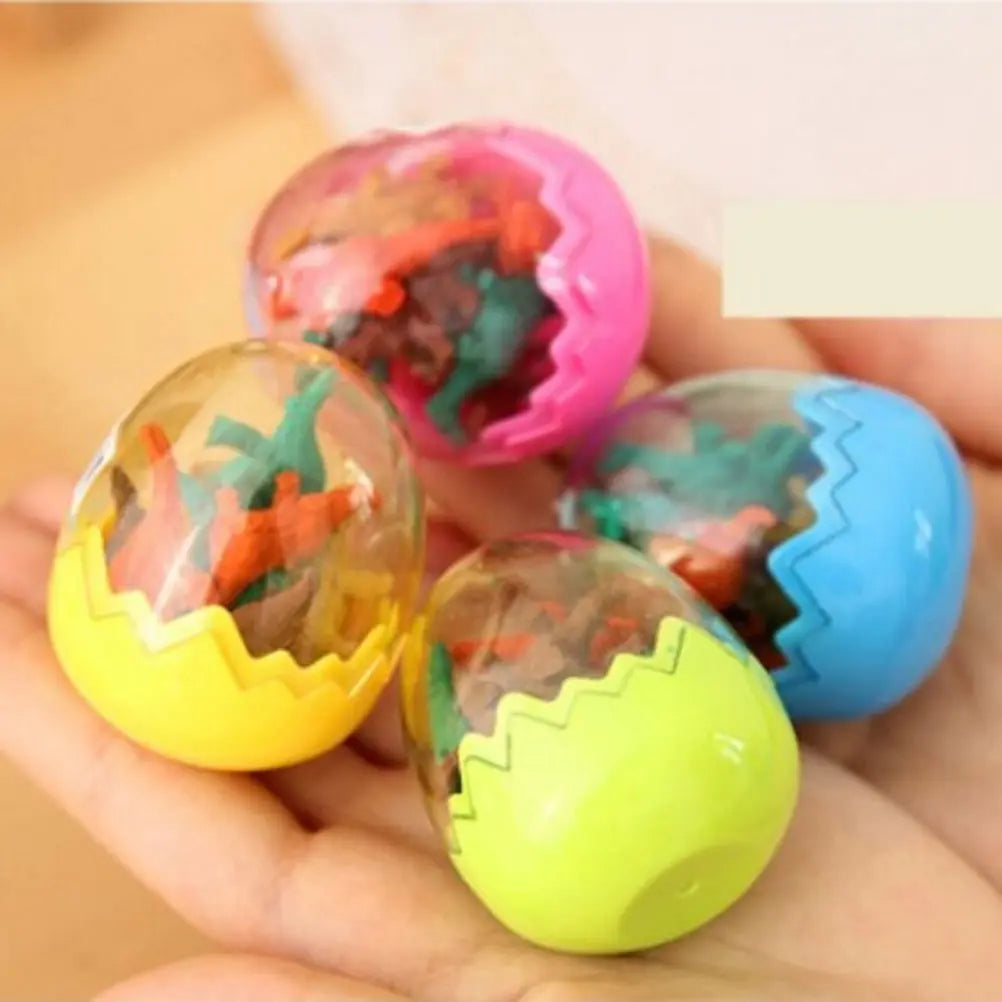 8 Pcs/Pack Erasers Students Stationary Gifts Novelty Dinosaur Egg Pencil Rubber Eraser with Egg School Office Erase Supplies