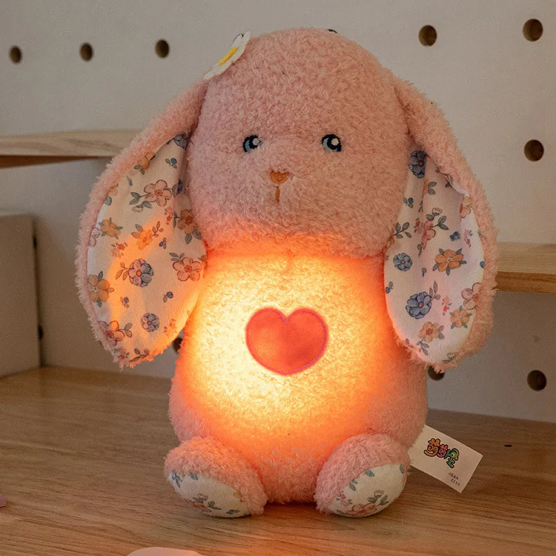 Breathing Soothing Plush Toy Glowing Light Soft Cute Stuffed Bear Bunny Plush Doll For Nap Nighttime Bedside Relaxation