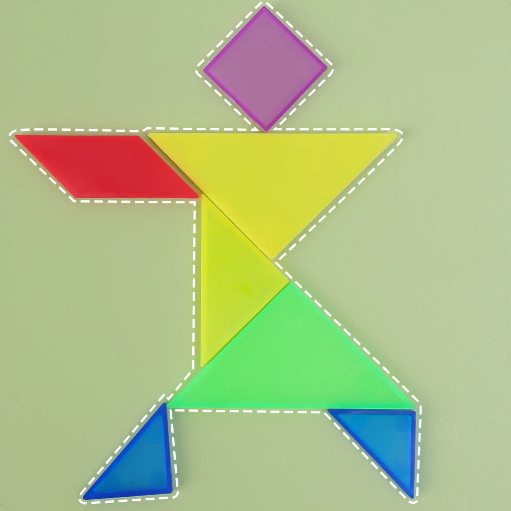 Tangram en plastique de couleurs vives |Petit jouet de poche