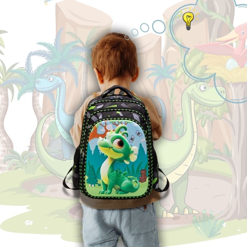 SAC-A-DOS-CARTABLE-garçon-cartoon-créatif-dino