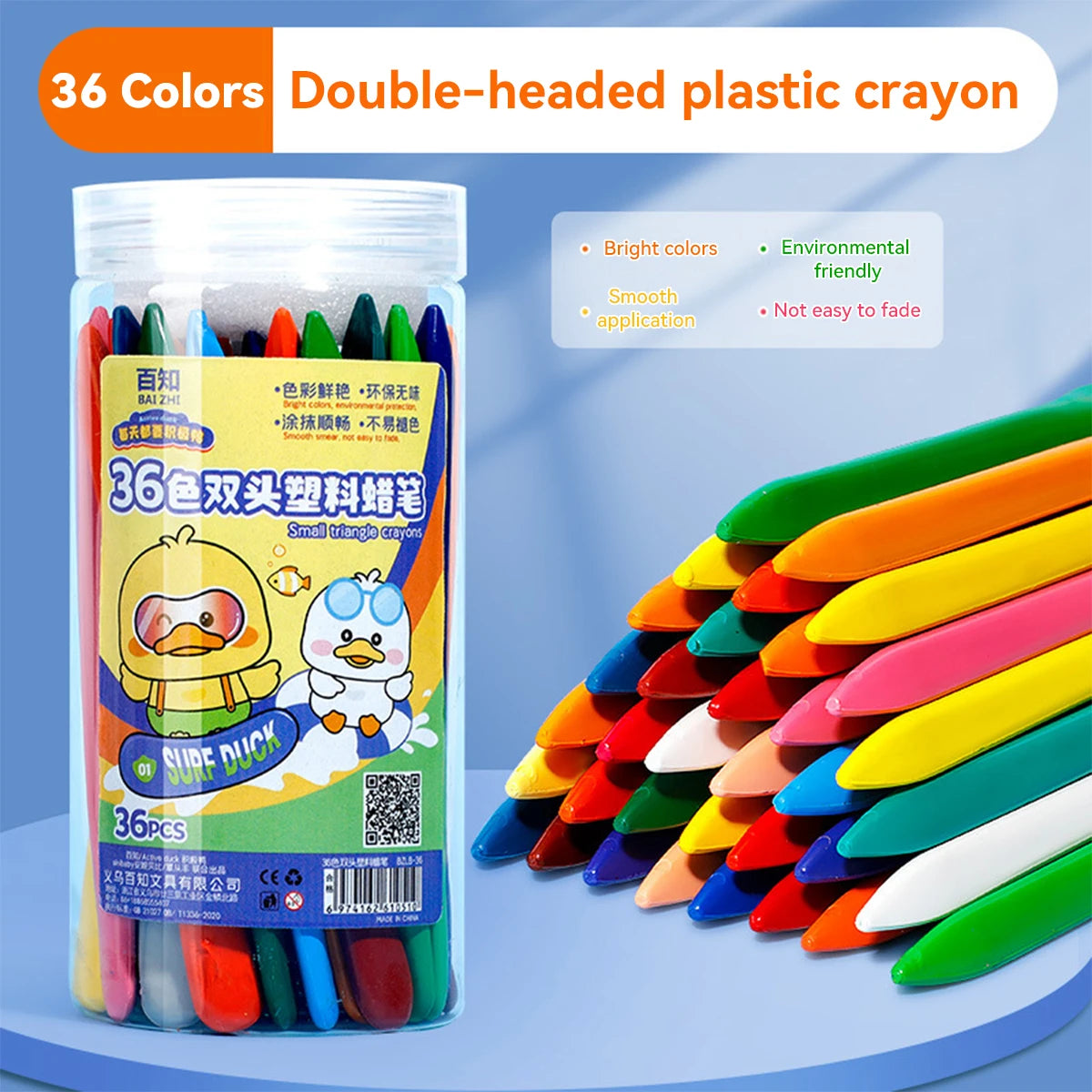 CRAYON DE COULEUR GRAS| Crayons de cire Triangulaire Effaçables: Bec de Canard™