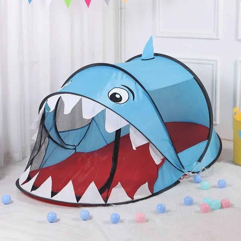 Tente-enfant-requin-piscine-à-balles-Cabane-pour-enfant-rangeable