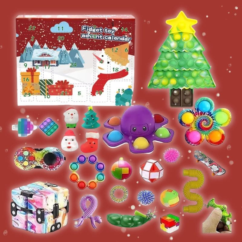 calendrier de l'avent pour enfant rempli de 24 fidget toys utiles toute l'année