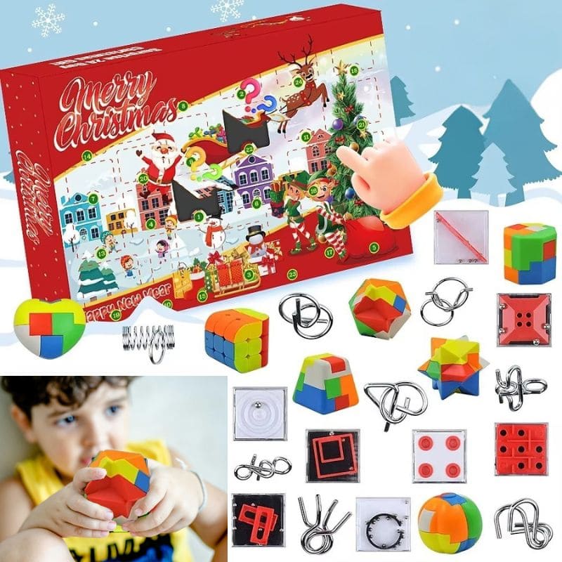 calendrier de l'avent enfant 24 jours décompte avant Noël rempli de mini puzzle 3d