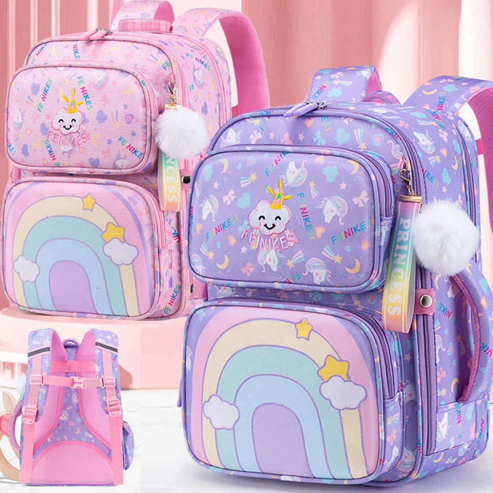 cartable-fille-cp-pompon-rangement-pochettes-rose-mignon-mauve