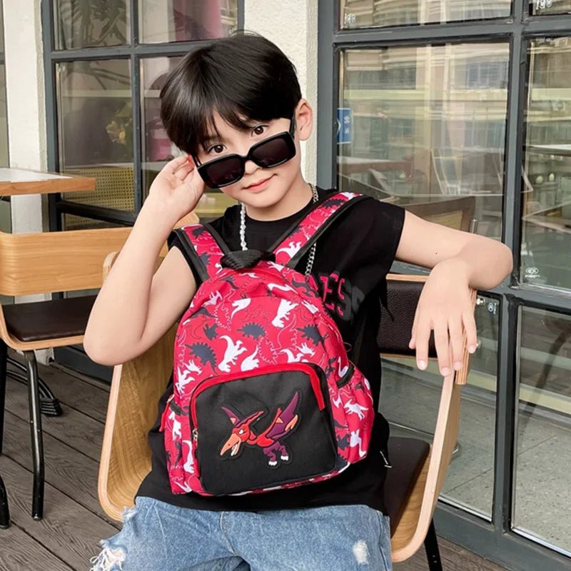 cartable-maternelle-GARÇON-dinosaure-sac-a-dos-de-maternelle-rouge-vélociraptor-