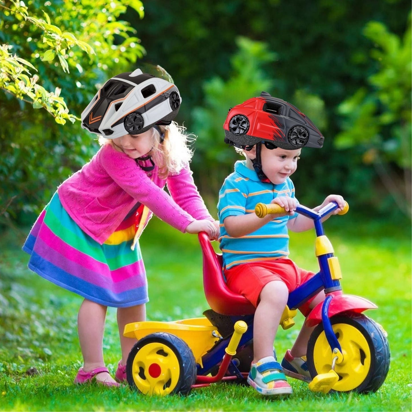 Casque vélo enfant |Design ludique,VOITURES DE COURSE ORIGINALES🚴🏾♂️ - JEUX - FOCUS