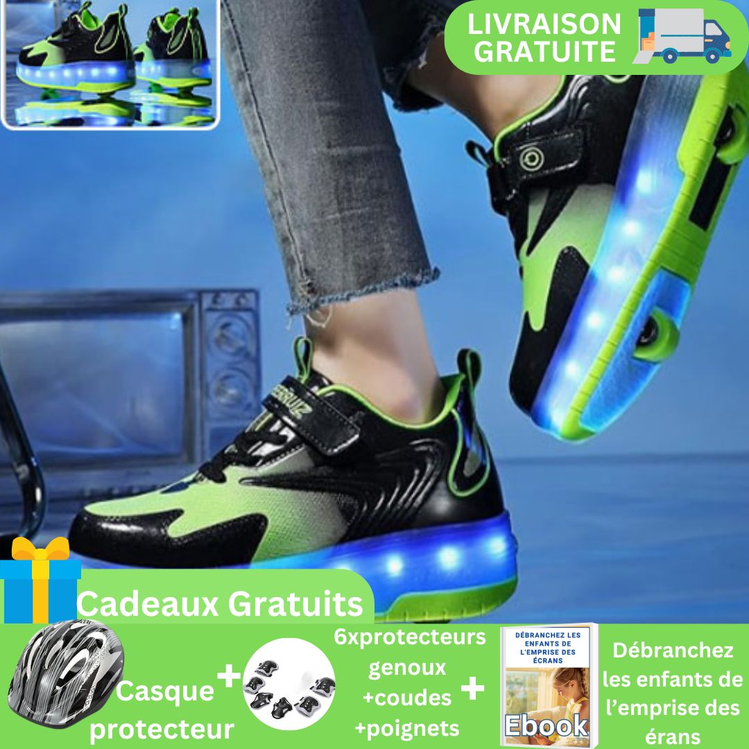 Chaussures à Roulettes Enfants lumineuses :EN PROMOEXTRA+cadeau protectionst🛼 - JEUX - FOCUS