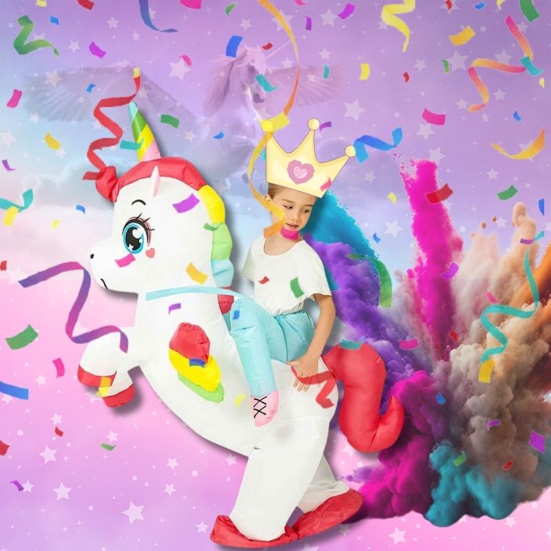 magnifique deguisement halloween enfant Licorne conflée blanche et rose aux pouvoir magiques que tu lui donneras