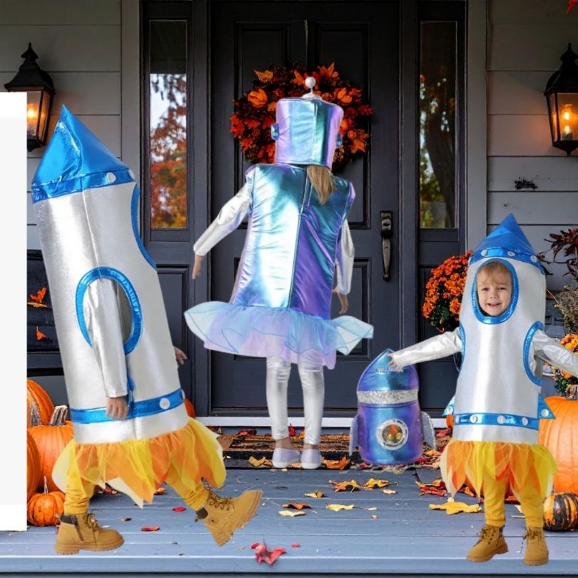 Courir Halloween avec son déguisement Halloween enfant fusée ou robot