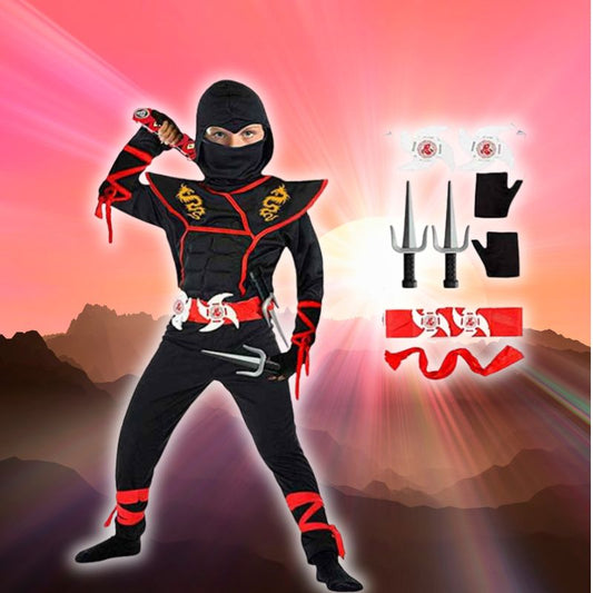 déguisement Ninja avec accessoires complet pour costume d'Halloween ou de jeu libre de combat pour enfant