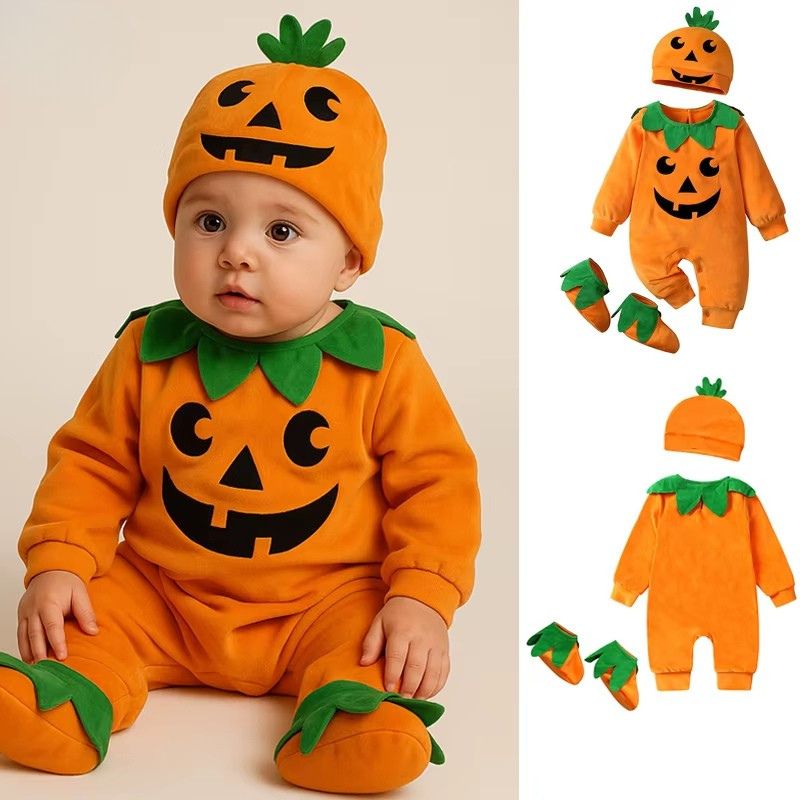 Déguisement citrouille bébé | Ensemble barboteuse bébé pour Halloween 🎃