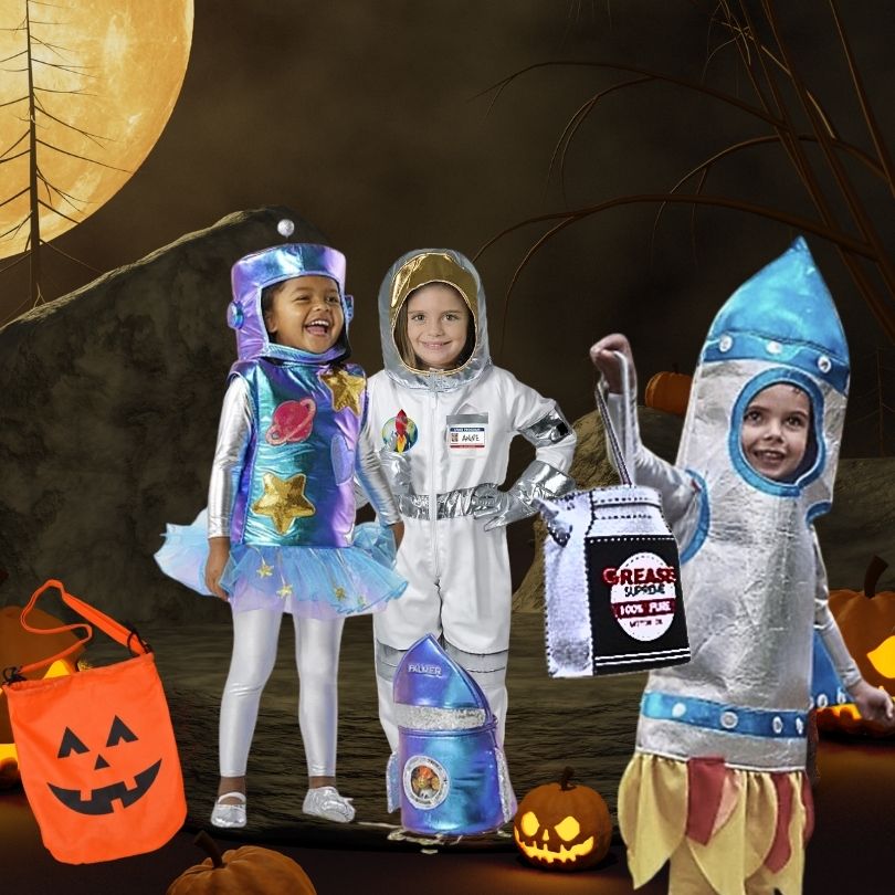 Un trio de beaux deguisement halloween enfant pour bien s associer un astronaute une fusée et un robot de l'espace