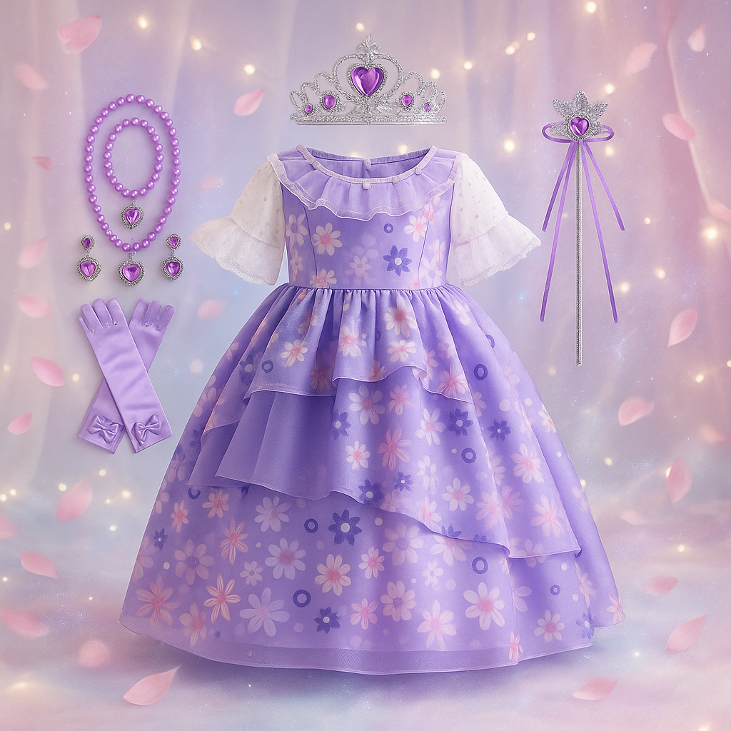 deguisement-princesse-enfant-avec-couronne-de-fleurs-violet-bjoux-gants-satin-baguette-magique