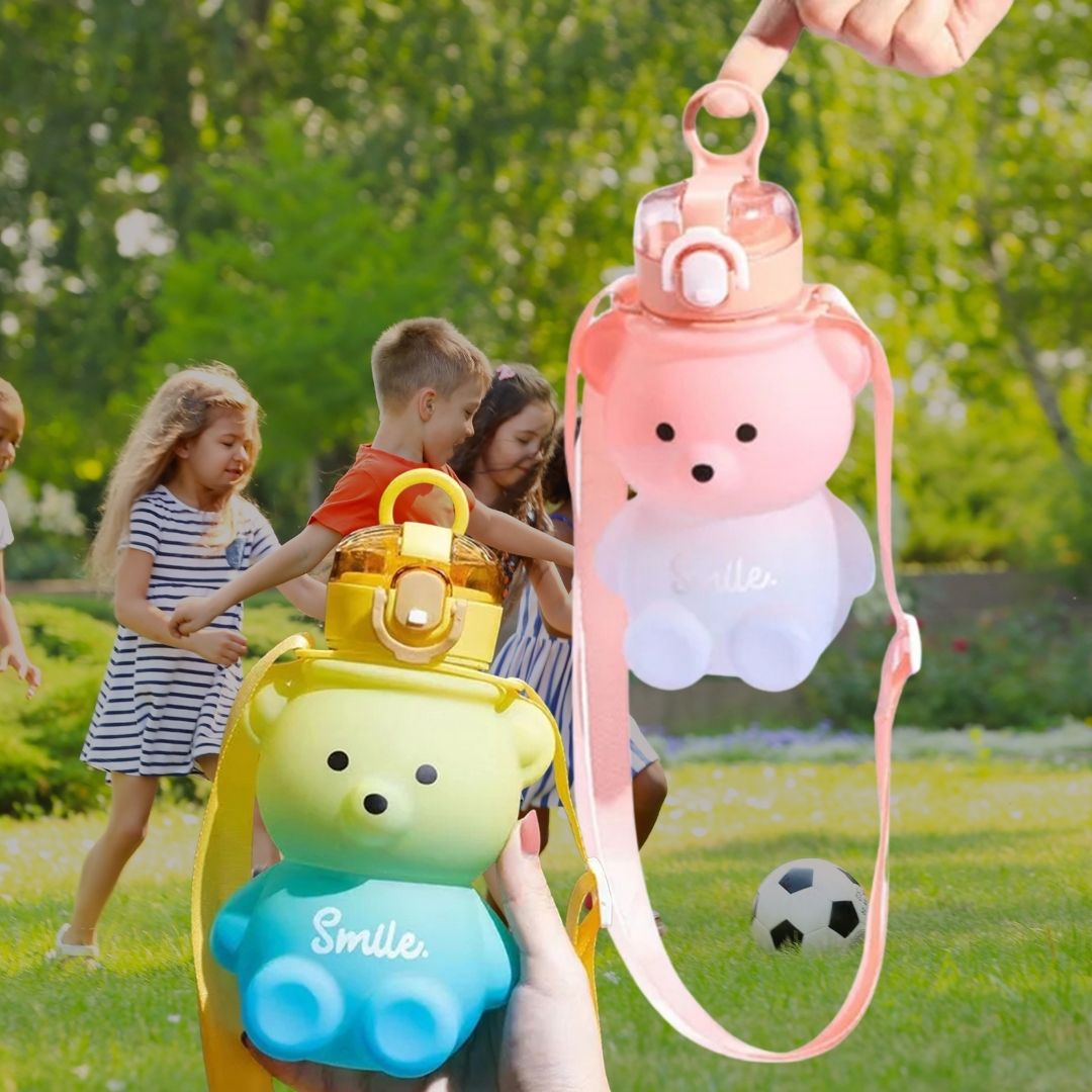 gourde-enfant-avec-paille-forme-ourson-mignon-transportable-bandoulière