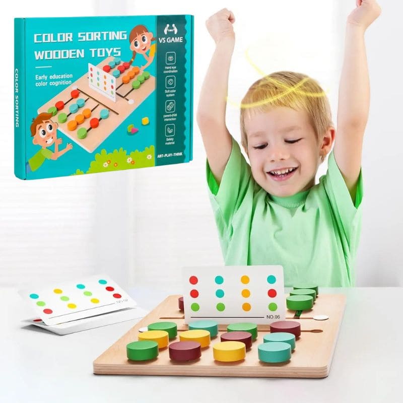 un garçon de 5ans vient de remporter la parti de jeu de logique en compétionnant avec son grand frère.