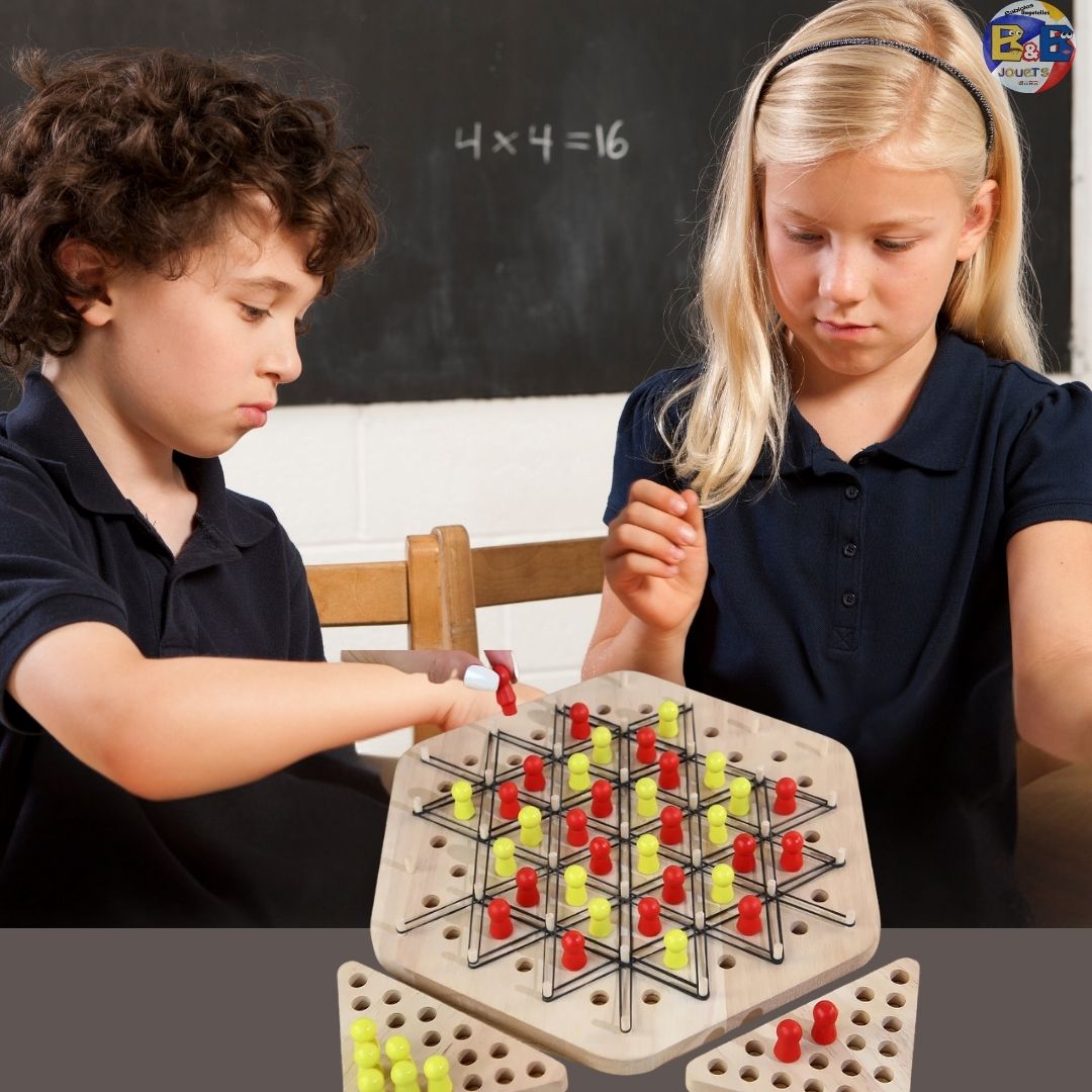 Jeu D'Échecs Triangle En Bois - Jeu De Société Éducatif 2 à 4 Joueurs - Enfants Dès 3 Ans