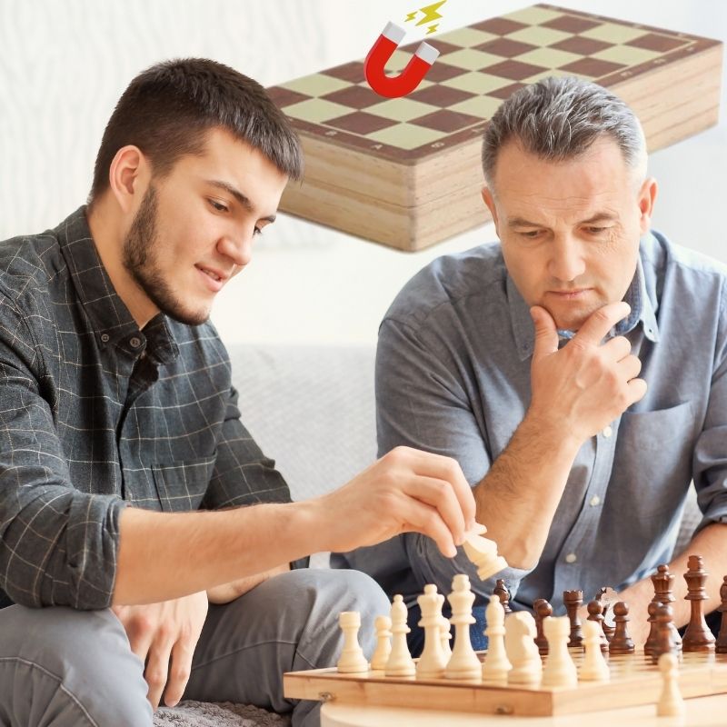 jeu-echecs-en-bois-pliable-magnétisé-grande-taille-léger-transportable-de-LUXE