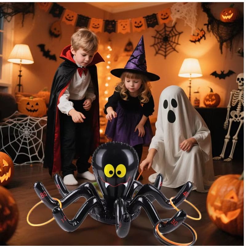 jeux d'Halloween remplis d'preuves Ludiques pièce centrale grosse araignée noire