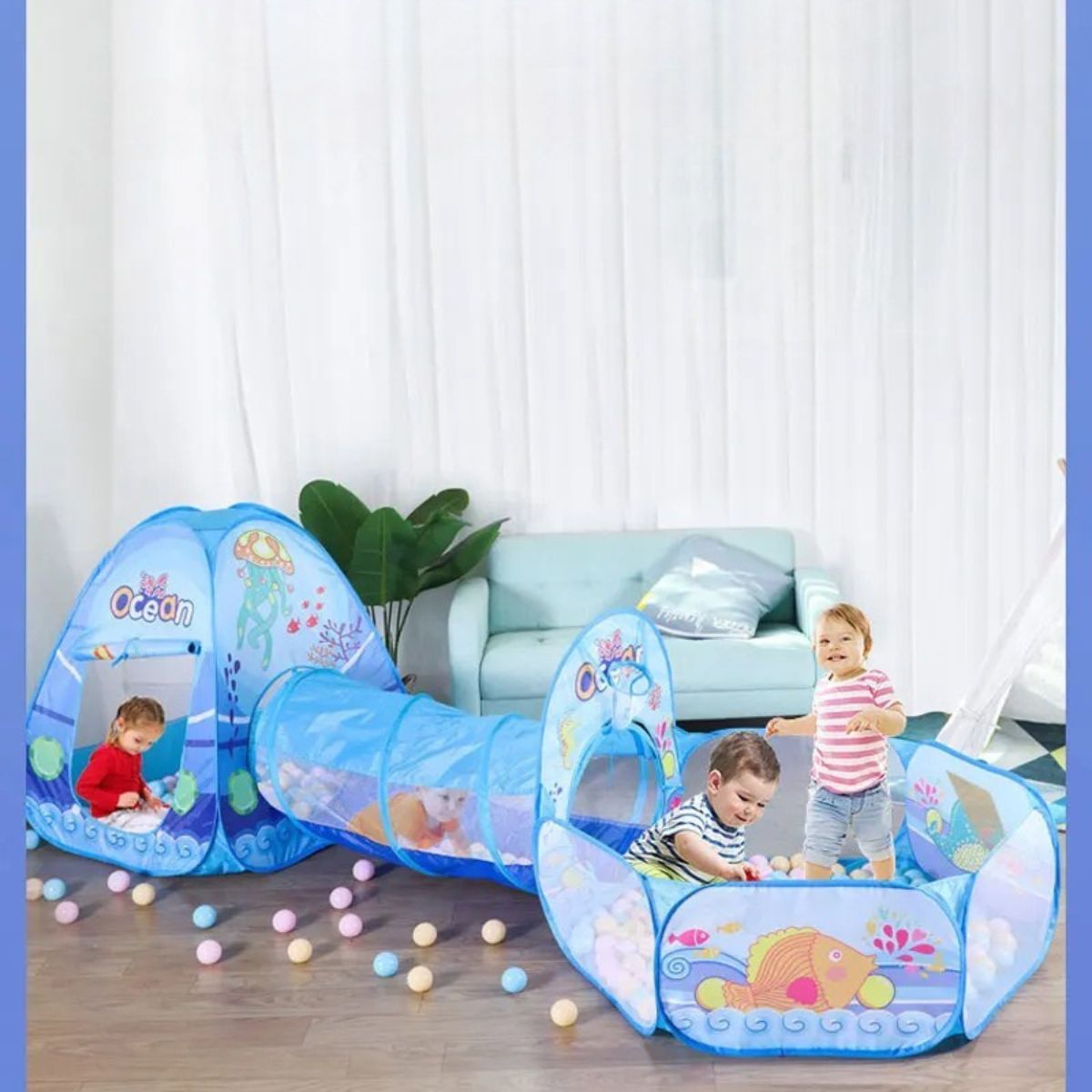 L'aire de jeux intérieur| Tente Pop - up ,Portable, 3 en 1 océan - JEUX - FOCUS