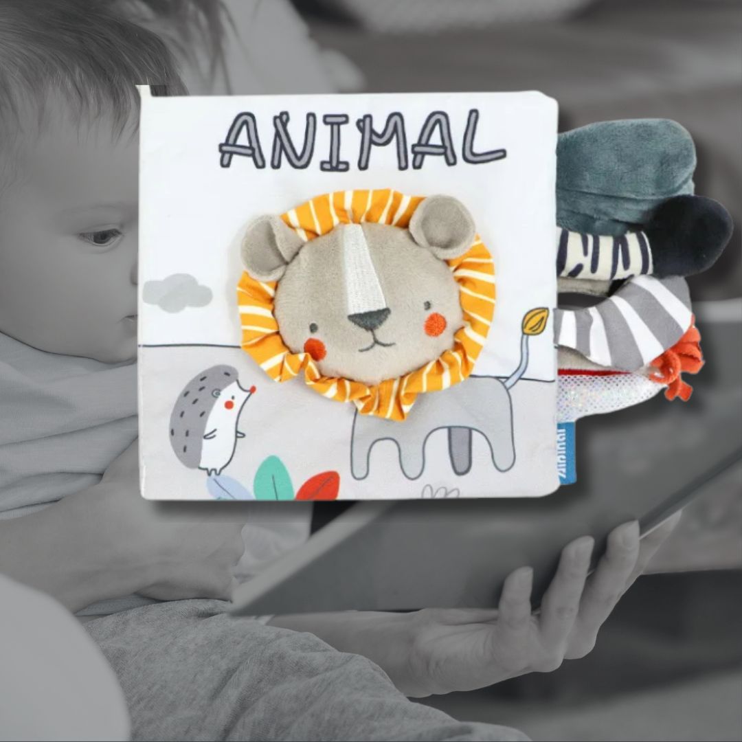 livre-bebe-noir-et-blanc-tissus-LION-animaux