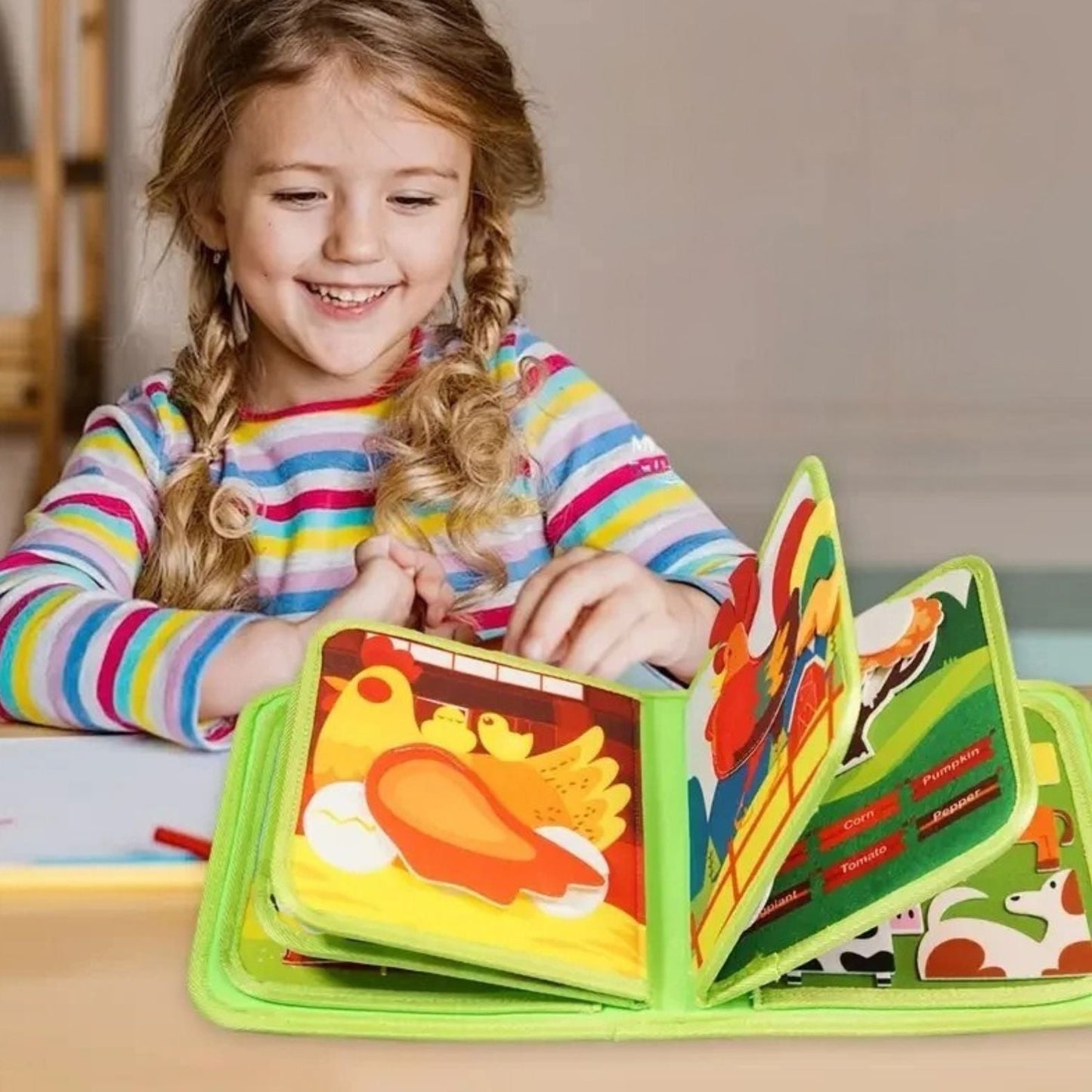 Livre pour enfant: BUSYBOOK - Histoire d'animaux de ferme (3 à 6ans)📕🐴🫑🍅 - JEUX - FOCUS