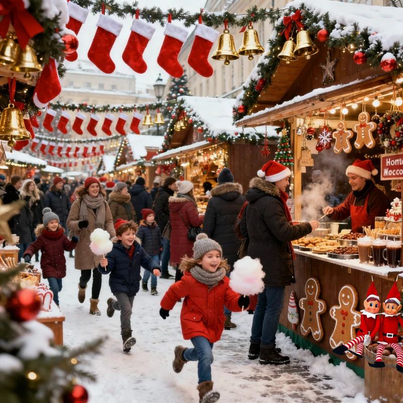 les enfants ont enfin trouvé lutin farceur le taquin l s est rendu au Marché de Noël se fondre dans le décore du rouge et blanc
