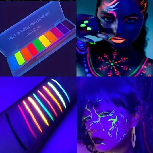 maquillage halloween pour soirée discothèque avec éclaire ultra violet