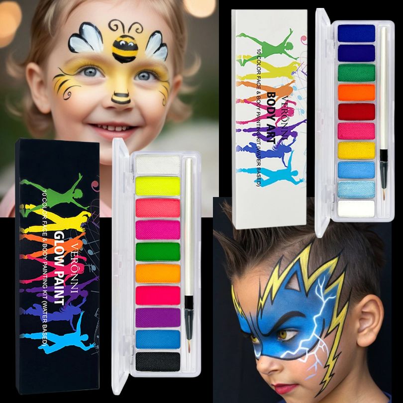 ensemble 2 maquillage Halloween applicable au pinceau avec eau claire facile à nettoyer doux pour la peau sensible. Qualité Professionnelle
