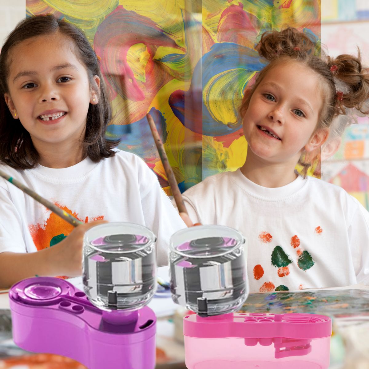 Peinture enfant | Godet pour le nettoyage du pinceau sans dégat🎨👨🏽🎨👩🏻🎨 - JEUX - FOCUS