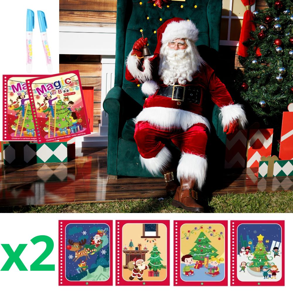 2 cahiers de peinture maique du Père Noël cadeaux à donner aux petits enfants de 2 à 5ans