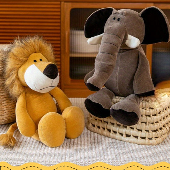 peluche-animaux-Lion-et-éléphant-cadeau-anniversaire-enfant-bébé